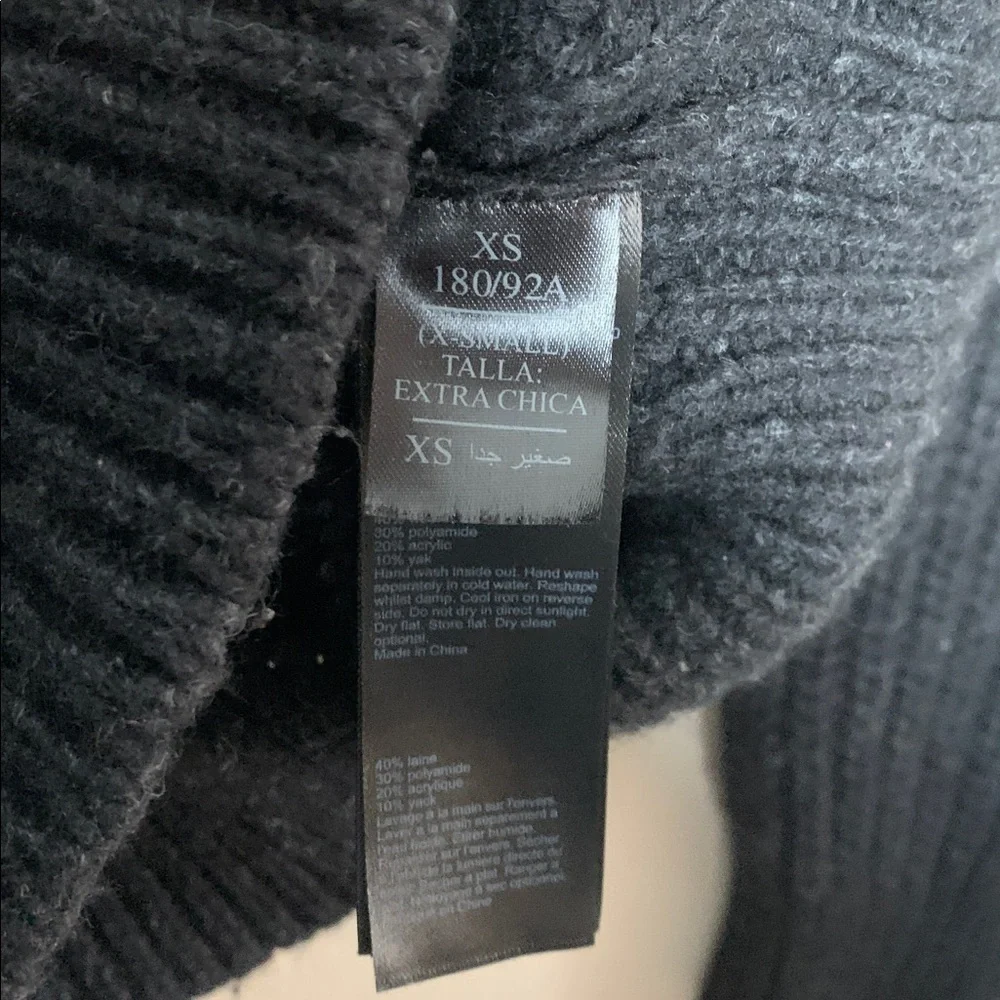 AllSaints Yak Wool Blend Black MAST FUNNEL NECK SWEATER MENS Size XS